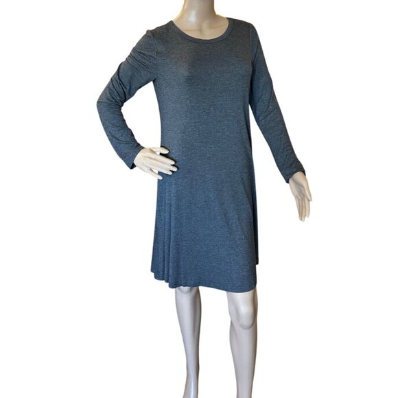 Popyoung Womens Long Sleeve A-Line Casual Midi Dress Medium Gray - Picture 1 of 7